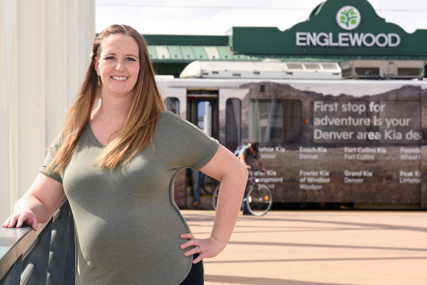 Rebecca Winegar at the Englewood light rail station