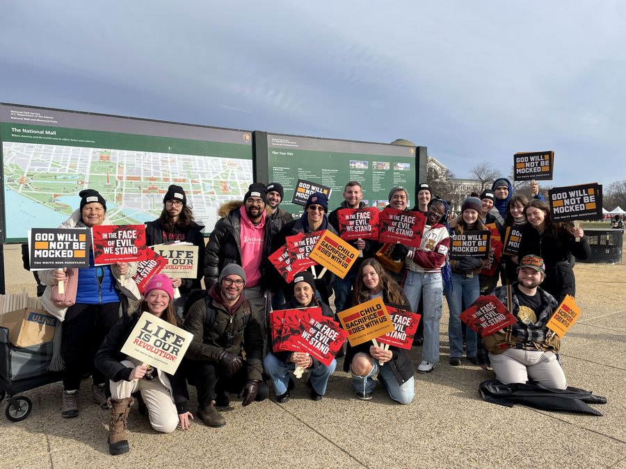 Rebecca Winegar with the White Rose Resistance group at the National March for Life, January 2026